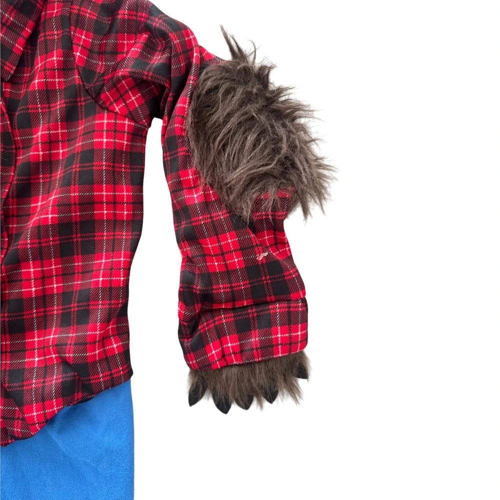 Kids Werewolf Costume Plaid Shirt Blue Pants Halloween Party‎ Dress Up